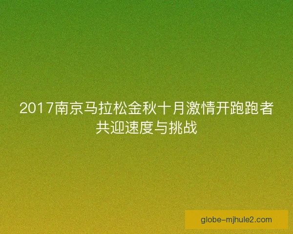 2017南京马拉松金秋十月激情开跑跑者共迎速度与挑战