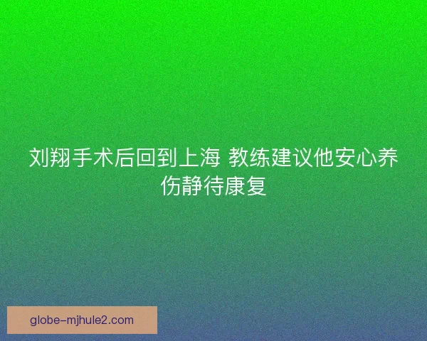 刘翔手术后回到上海 教练建议他安心养伤静待康复